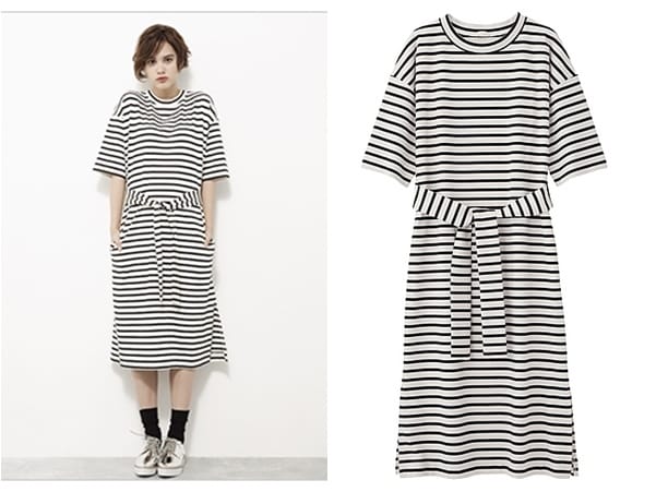 [分享] GU條紋休閒洋裝 & LOVFEE蕾絲雕花洋裝。孕媽咪最後的穿搭分享