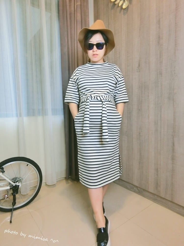 [分享] GU條紋休閒洋裝 & LOVFEE蕾絲雕花洋裝。孕媽咪最後的穿搭分享