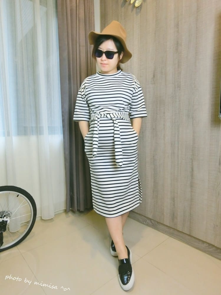 [分享] GU條紋休閒洋裝 & LOVFEE蕾絲雕花洋裝。孕媽咪最後的穿搭分享